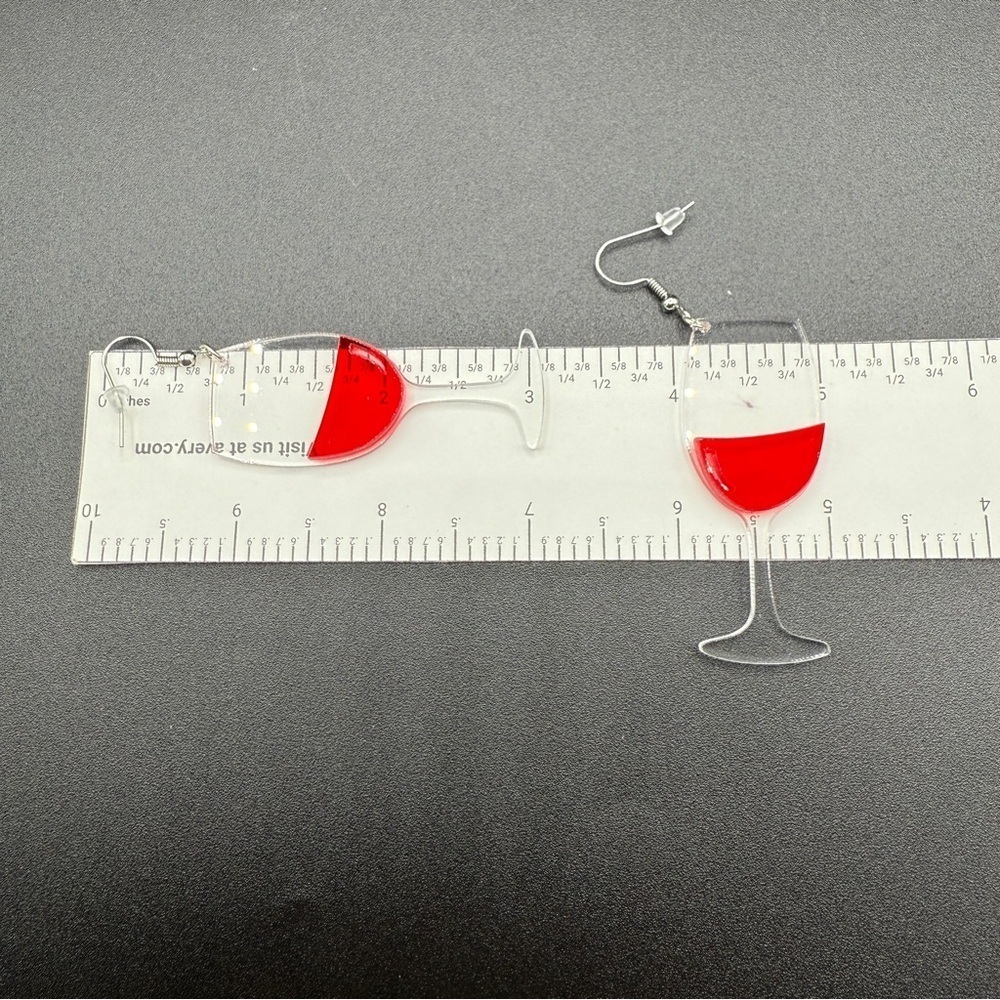 Wine Glass Pierced Acrylic Earrings - Picture 7 of 8